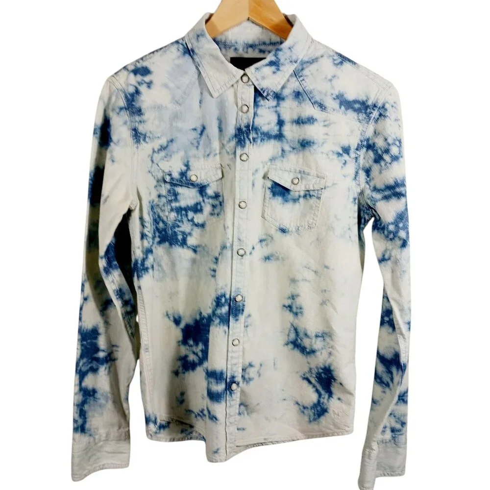 American Eagle Outfitters, Western Style, Tie Dye, Snap Front Shirt, Medium - Picture 1 of 16